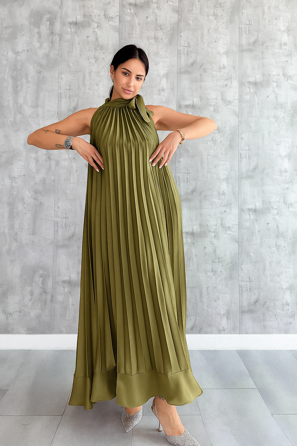 Dunia Long pleated dress
