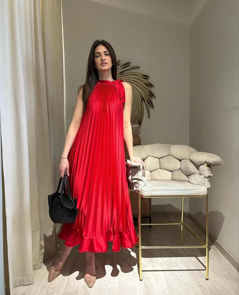 Dunia Long pleated dress