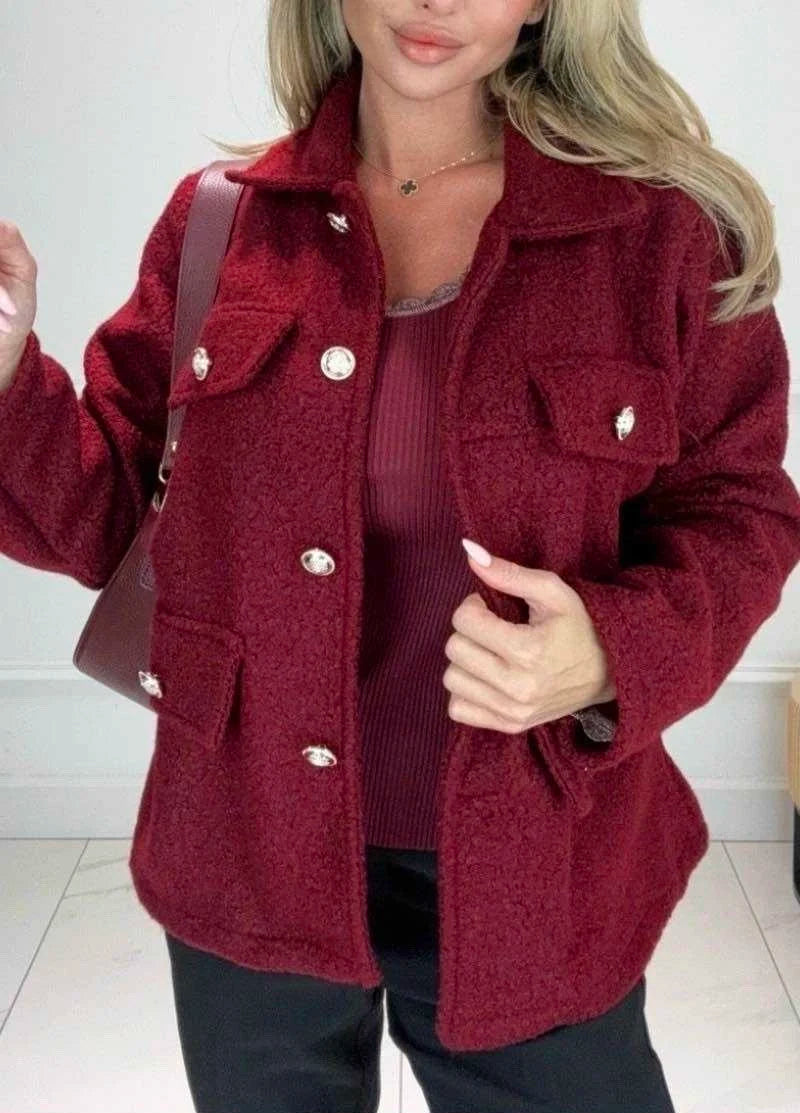 Boucle jacket with gold buttons